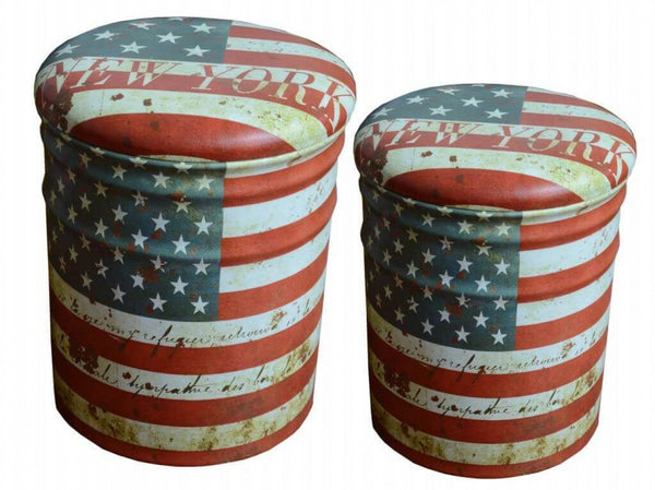 Set 2 Pouf Contenitore Tondo in MDF Usa acquista
