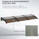Pensilina Tettoia 300x100x26 cm in Policarbonato e Alluminio Marrone