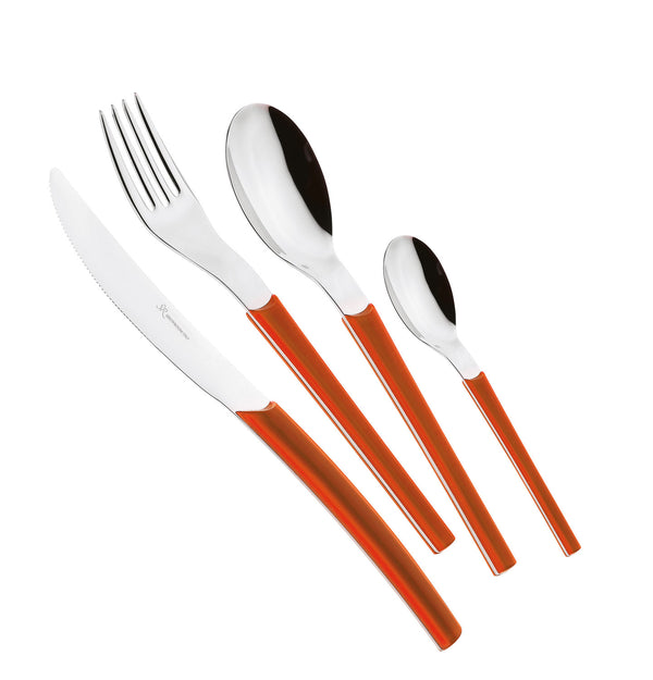 sconto Servizio Set di Posate 24 pezzi in Acciaio Inox Eme Loto Arancio 1235C