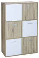 Mobile 6 Ante 77x30x115 cm in Legno Truciolare Bianco e Sonoma