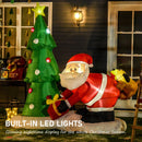 Babbo Natale con Albero Gonfiabile 190x100x210 cm con Luci a LED 