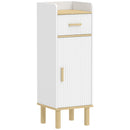 Mobile da Bagno 32,5x29,5x91 cm Stretto con Mensola Regolabile in Legno Bianco      
