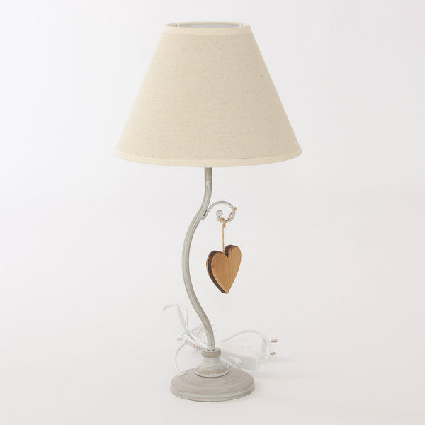 sconto Lampada da Tavolo 20xH46 cm in Metallo con Decorazione Cuore Grigia
