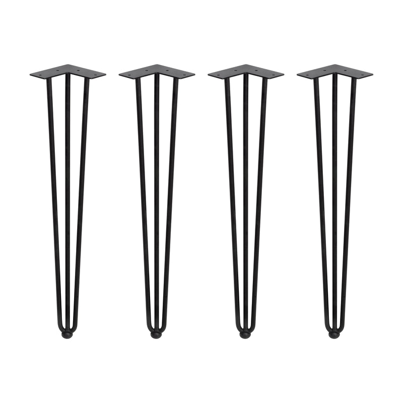 Set di Gambe Hairpin di 3 Bastoncini per Tavolo H710 Verniciato Nero Acciaio Emuca