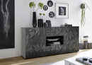 Mobile Buffet 2 Ante 2 Cassetti 180x42x84 cm in Legno TFT Praga Nero Lucido