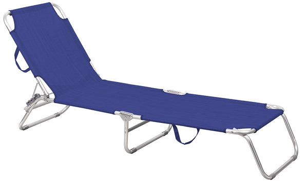 Lettino Prendisole Pieghevole da Giardino 190x57x27 cm in Alluminio e Textilene Blu Melange acquista
