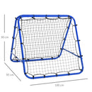Rete Rimbalzo da Calcio Pieghevole 100x95x90 cm con Angolo Regolabile e Picchetti Blu