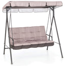 Dondolo 3 Posti da Giardino 160x118x160 cm in Ferro e Poliestere Pemba Beige