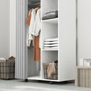 Stand Appendiabiti 80x40x128 cm con 4 Ruote Ripiani Aperti Asta per Vestiti e Tende per Guardaroba in Pannello di Particelle Bianco      
