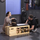 Panca Multifunzione con Schienale Regolabile Vano Contenitore Rack per Pesi ed Elastici in Legno      