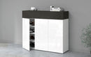 Scarpiera 3 Ante e 1 Ripiano a Ribalta 114x35x100 cm Savona 3A 1R Bianco Opaco/Grigio Ardesia  