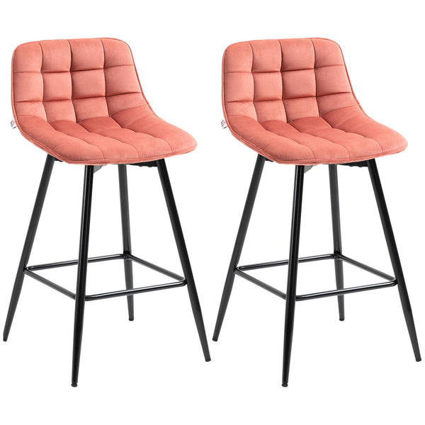 prezzo Set 2 Sgabelli con Schienale 45x47x88 cm in Poliestere Rosso