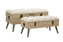 Set 2 Pouf Contenitore Tirana Coppia 102x43,5x49,5 - 82x36x37 cm in Legno e Ferro 