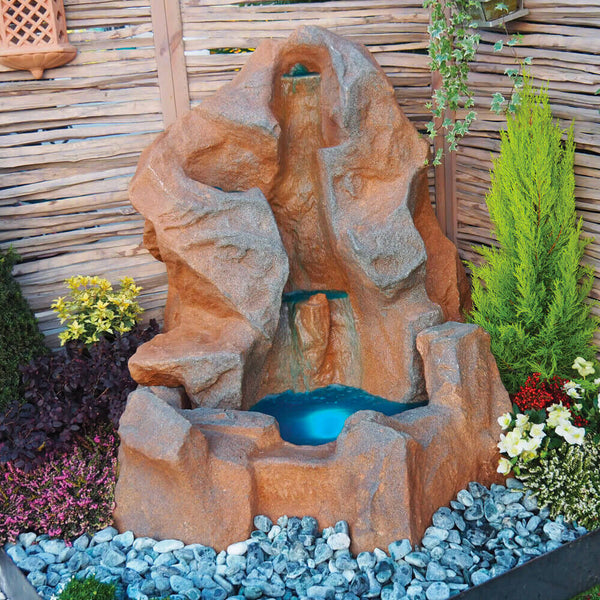 Cascata Artificiale Roccia da Giardino 126x110x140 cm in Vetroresina con Pompa acquista