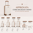 Set 6 Valigie Rigide Family 55-66-75 cm con Beauty Case e Borsone Espandibile in ABS Beige e Marrone      