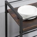 Carrello da Cucina con Portavivande 62x40x75 cm in Acciaio e Legno Marrone Rustico