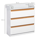 Cassettiera 3 Cassetti 80x40x86 cm in Legno MDF e Truciolato Bianco