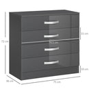 Cassettiera 4 Cassetti 75x36x72 cm in Truciolato Grigio