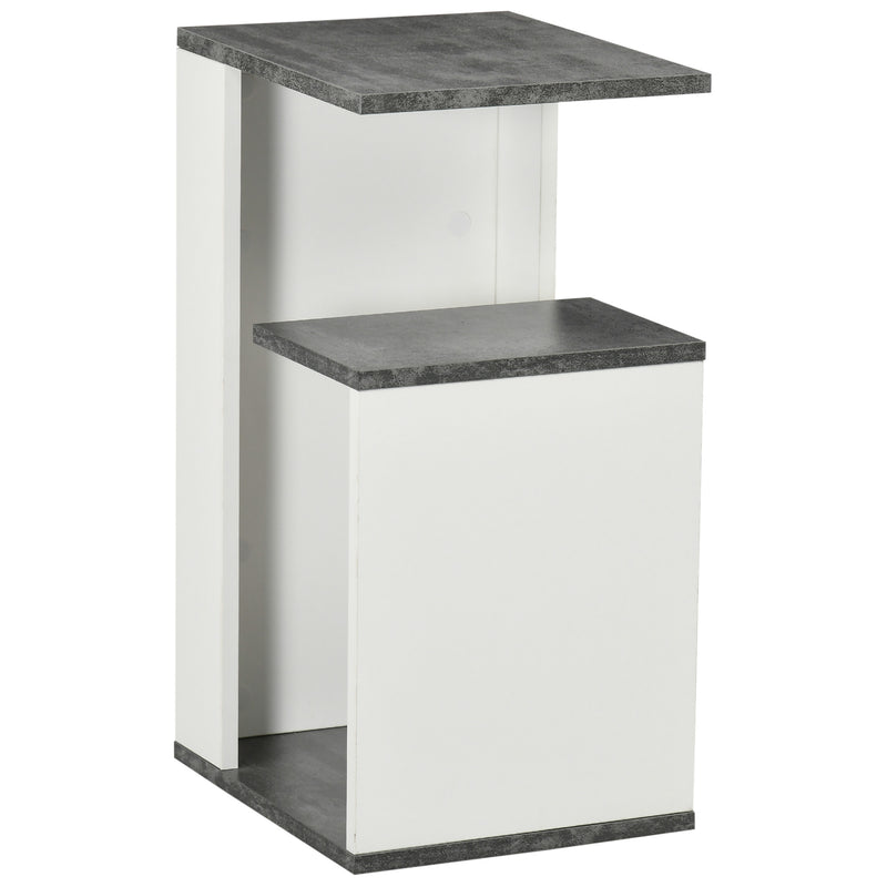 Comodino con Ripiano Aperto 35x29,5x60 cm in Truciolato Grigio e Bianco