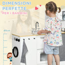 Cucina Giocattolo per Bambini con Utensili Luci ed Effetti Sonori in MDF e PP Bianca