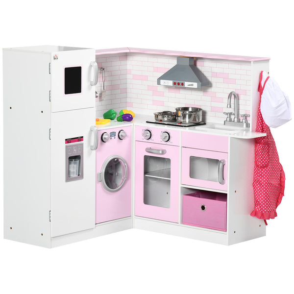 Cucina Giocattolo per Bambini 84x93,5x85 cm con Luci e Utensili in MDF e PP Bianca e Rosa prezzo