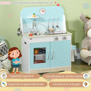 Cucina Giocattolo per Bambini 65x29x81 cm con Luci e Utensili in MDF e PP Azzurra