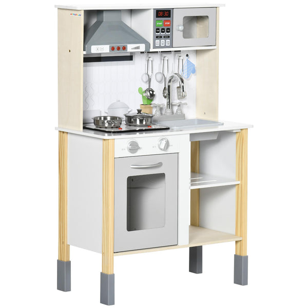 sconto Cucina Giocattolo per Bambini 60x30,5x93,2 cm con Luci e Utensili in MDF e PP Grigio e Bianco