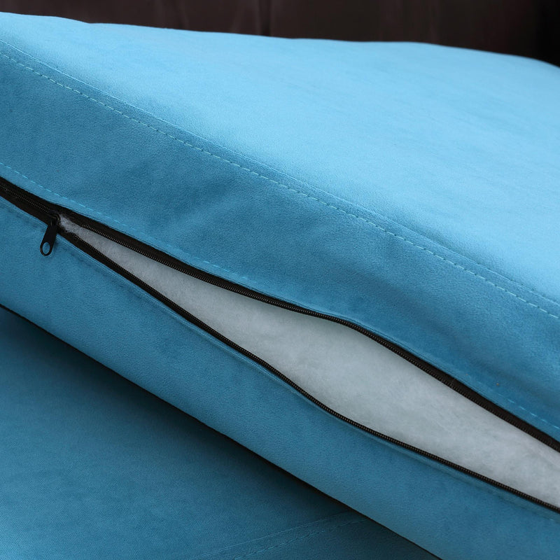 Divano 2 Posti 170x90x85 cm in Tessuto Effetto Velluto Blu