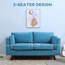 Divano 2 Posti 170x90x85 cm in Tessuto Effetto Velluto Blu