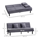 Divano Letto 2 Posti 181x92x84 cm in Tessuto Effetto Velluto Grigio