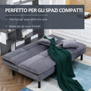 Divano Letto 2 Posti 181x92x84 cm in Tessuto Effetto Velluto Grigio