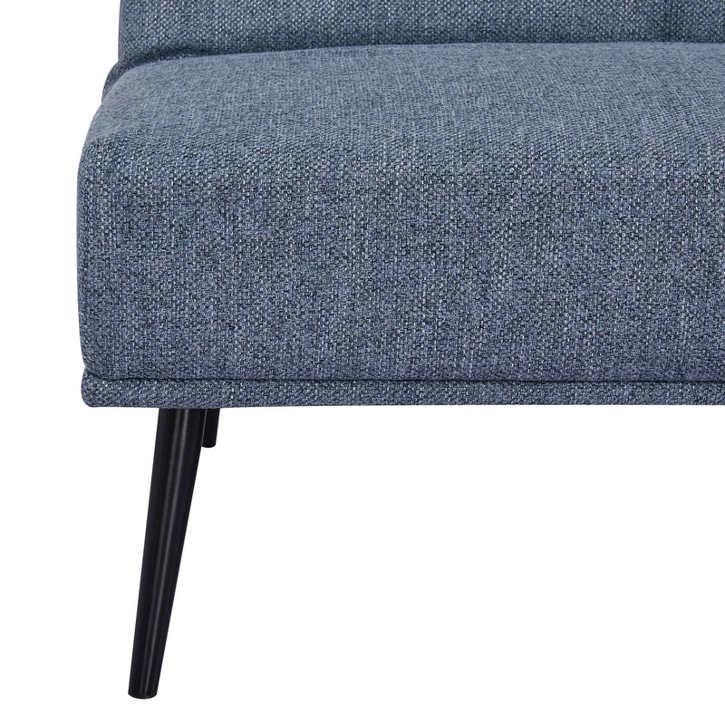 Divano Letto Singolo 180x80x81 cm in Tessuto Effetto Lino Azzurro e Nero