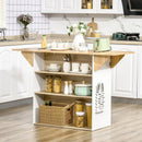 Isola Cucina 3 Ripiani 140x55x91 cm in Legno  e Truciolato Bianco