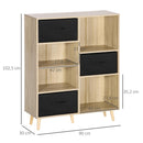 Libreria 4 Ripiani 3 Cassetti 90x30x102,5 cm in Legno e  Tessuto