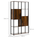 Libreria 4 Ripiani 2 Ante 90x30x159,5 cm in Metallo e Truciolato Nero e Marrone