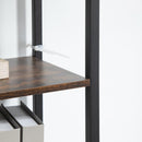 Libreria 4 Ripiani 2 Ante 90x30x159,5 cm in Metallo e Truciolato Nero e Marrone