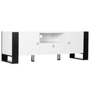 Mobile TV 2 Ante 1 Cassetto 1 Ripiano 140x43x48 cm per TV fino a 65" in Legno Truciolare Bianco e Nero