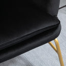 Poltrona Imbottita 74x68x77 cm in Tessuto Effetto Velluto Nero