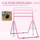 Barra Trazioni per Bambini 148x105x88-128 cm 4 Altezze Regolabili in Acciaio Rosa