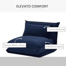 Poltrona da Pavimento 82x76x59 cm in Tessuto Effetto Velluto Blu Scuro