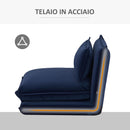 Poltrona da Pavimento 82x76x59 cm in Tessuto Effetto Velluto Blu Scuro