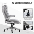 Sedia Poltrona Presidenziale da Ufficio 69,5x76x113-121 cm in Similpelle Grigia