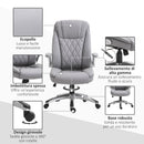 Sedia Poltrona Presidenziale da Ufficio 69,5x76x113-121 cm in Similpelle Grigia