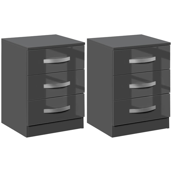 prezzo Set 2 Comodini 3 Cassetti 40x36x56 cm in Truciolato Grigio