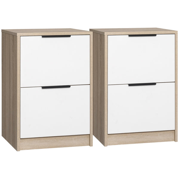 Set 2 Comodini 2 Cassetti 40x40x60 cm in Legno Truciolare Bianco online