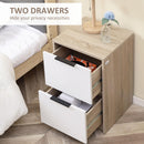 Set 2 Comodini 2 Cassetti 40x40x60 cm in Legno Truciolare Bianco