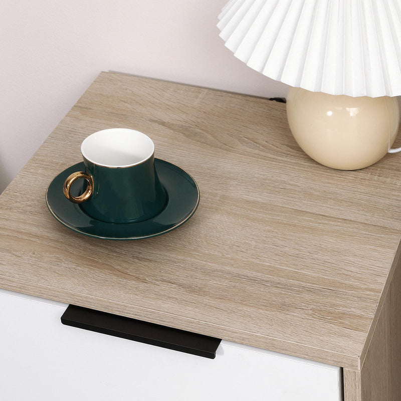 Set 2 Comodini 2 Cassetti 40x40x60 cm in Legno Truciolare Bianco