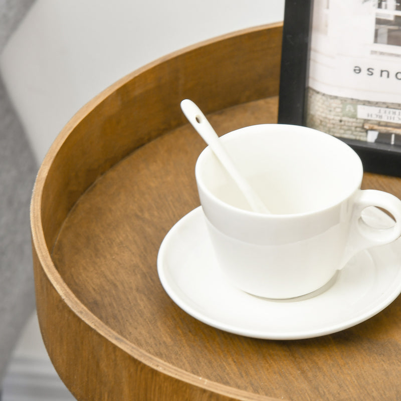 Tavolino da Caffè Ø40,6x61,5 cm in Legno e Acciaio Marrone e Nero