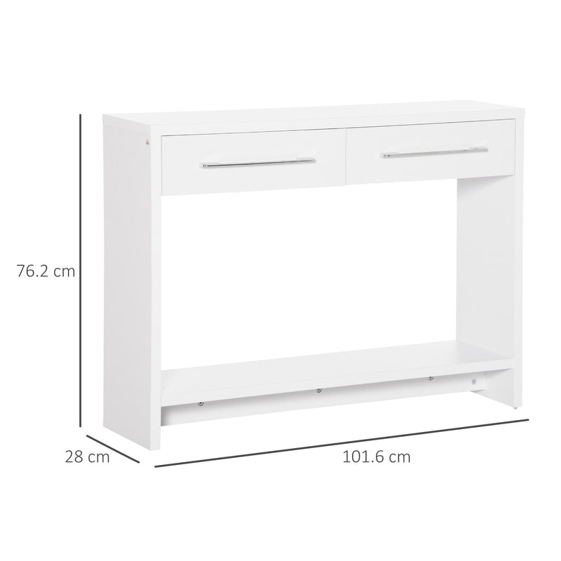 Consolle Fissa 2 Cassetti 101,6x28x76,2 cm in Truciolato Bianco
