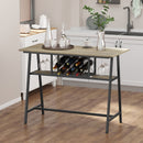 Tavolo Bar con Portabottiglie 120x60x91 cm in Truciolato e Acciaio Nero